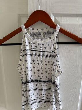 Mudd White and Black Printed Halter Tank Top